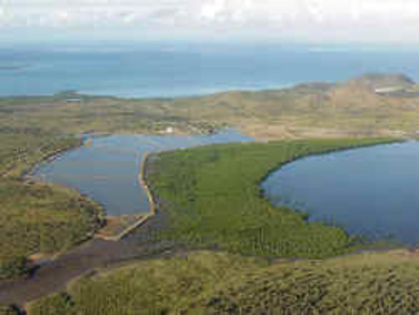 Fish farm in New Caledonia, aerial view