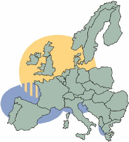 Carte de repartition des moules en Europe