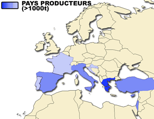 Pays producteurs de plus de 1000 tonnes de daurades d'aquaculture en 2002